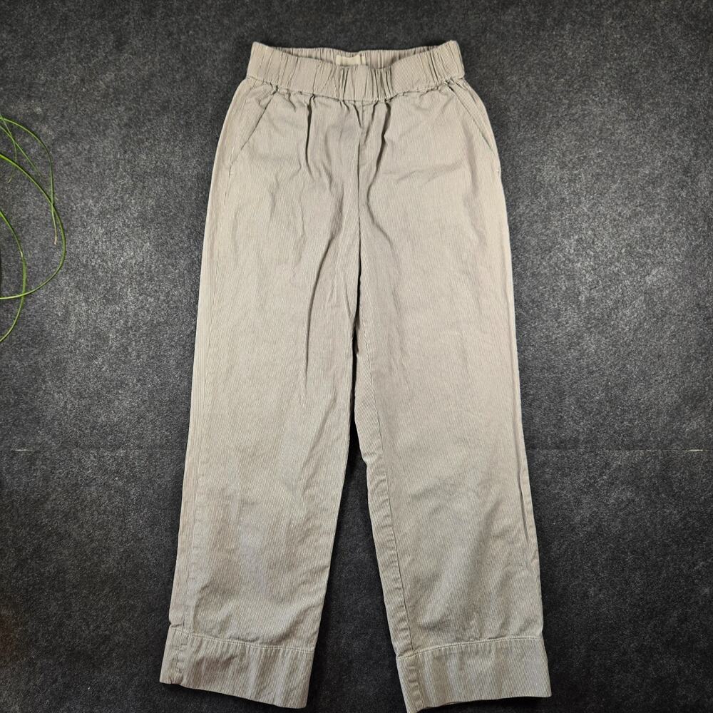 Everlane Easy Pant Navy White Stripe Wide Leg Sz S Organic Cotton Coastal Sea